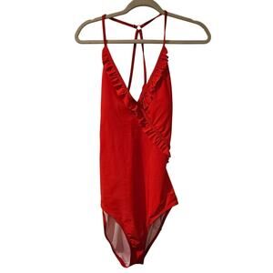 Teenhi One Piece Open Back‎ Red Swimsuit Womens size 14 NWT